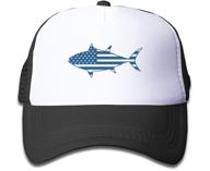 oascuver kid printing sharks flag hat - cool mesh trucker baseball cap for boys and girls - adjustable snapback design logo