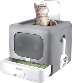 img 4 attached to 🐱 BARMI Foldable Top Entry Cat Litter Box with Scoop Drawer for Medium & Large Cats