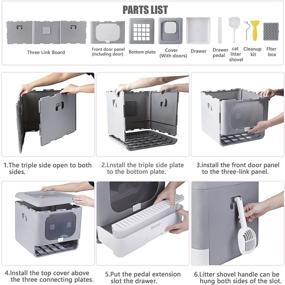 img 1 attached to 🐱 BARMI Foldable Top Entry Cat Litter Box with Scoop Drawer for Medium & Large Cats