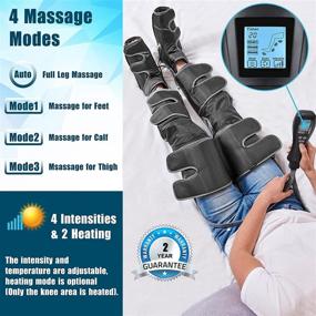 img 2 attached to 🦵 Therapeutic Air Compression Leg Massager with Heat, Handheld Controller, 4 Modes & 4 Intensity Levels for Circulation, Relaxation, and Muscle Relief in Feet, Calves, and Thighs