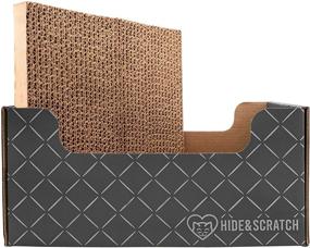 img 1 attached to 🐈 Hide & Scratch: Durable Cardboard Cat Scratch Pad and Lounger Toy with Replaceable Insert - Wide Design, Multiple Colors