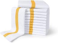 🍊 improvia white с полоской из оранжевого и золотого - 12 штук: супервпитывающие и безпушистые тряпки-салфетки для ресторанов, кухни и многого другого! логотип