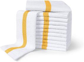 img 4 attached to 🍊 Improvia White с полоской из оранжевого и золотого - 12 штук: Супервпитывающие и безпушистые тряпки-салфетки для ресторанов, кухни и многого другого!