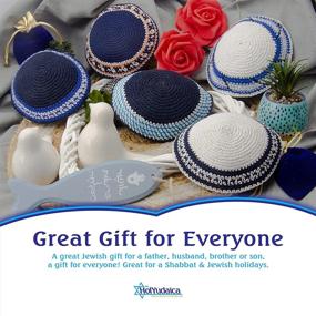 img 2 attached to 🧶 HolYudaica Pack of 5 Handmade Knitted Kippahs - HQ Mix Colors Yamaka Hat from Israel - Kippot Bulk (17CM Flat)