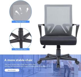 img 1 attached to 🪑 Flamaker Office Chair Mesh Computer Chair Mid Back – Swivel, Lumbar Support, Desk Task Chair – Ergonomic Executive Chair with Armrests and Thick Seat in Gray