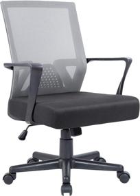 img 4 attached to 🪑 Flamaker Office Chair Mesh Computer Chair Mid Back – Swivel, Lumbar Support, Desk Task Chair – Ergonomic Executive Chair with Armrests and Thick Seat in Gray