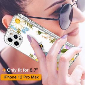 img 3 attached to GiiKa iPhone 12 Pro Max Case - Clear Floral Hard Case with Screen Protector - Stylish Protection for Women - White Flowers