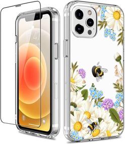 img 4 attached to GiiKa iPhone 12 Pro Max Case - Clear Floral Hard Case with Screen Protector - Stylish Protection for Women - White Flowers