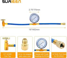 img 3 attached to 🔌 Набор шланга для заправки кондиционера R134A с манометром, клапаном BPV31 Bullet и краном R134a Can – идеально подходит для систем кондиционирования воздуха, шланг 1/4'' SAE для порта R12 R22.