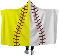 🧢 onglyp oversized baseball design blanket: thick sherpa shawl wrap warm cloak cape hooded pashmina for adults and kids (baseball & softball theme, adult size) logo