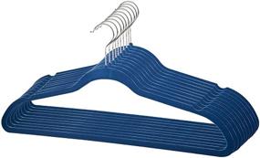 img 2 attached to 👕 Home Basics Velvet Hangers - Non-Slip Clothes Hangers 10 Pack - Space Saving Ultra Slim Velvet Hanger with Rotating Steel Hook - Navy