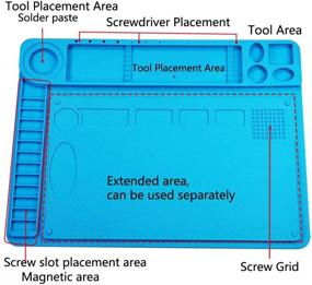 img 2 attached to Meknic Heat Insulation Silicone Repair Mat with Scale Ruler, Screw Position, and Gift for Techie, Ideal for Soldering Iron, Phone, Laptop, Watch, Drone, and Computer Repair (19.0 x 14.25&#34;)