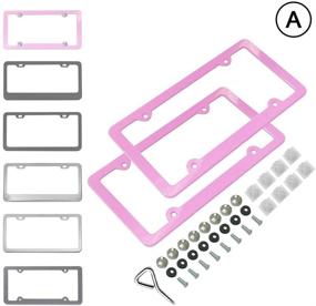 img 4 attached to IBetter 2Pcs Розовая рамка номерного знака из алюминиевого сплава