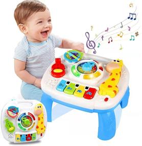 img 4 attached to 🎵 HQXBNBY Игрушки для малышей: Музыкальный обучающий стол для 6-18 месяцев, Центр развивающих занятий для мальчиков и девочек - Идеальные подарки для малышей