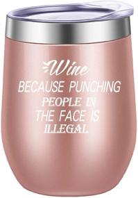 img 4 attached to 🍷 Punch-Free Wine Funny 12 oz Tumbler - Unique Novelty Gift Idea for Him, Her, Coworker - Perfect Birthday Present - Rose Gold