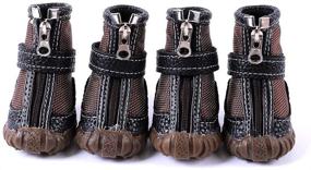 img 3 attached to 🐾 FLAdorepet Waterproof Pet Shoes: PU Leather Dog Cat Rain Boots for Small Dogs - Paw Protectors (4Pcs)