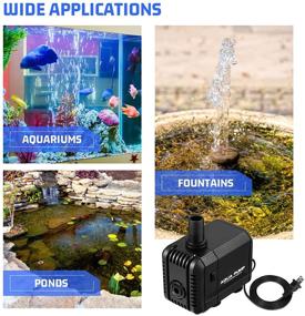 img 2 attached to 🌊 madeking130GPH Adjustable Submersible Water Pump: Ultra Quiet Mini Pump for Garden, Patio Fountain, Aquarium, Fish Tank, Pond, Statuary, Hydroponics, and More!