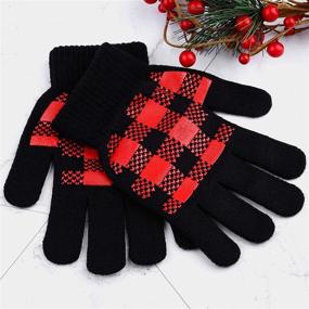 img 1 attached to 🧤 Warm and Flexible URATOT Stretchy Buffalo Winter Gloves for Boys' Cold Weather