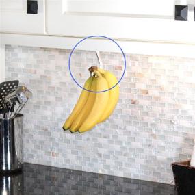 img 2 attached to 🍌 Space-Saving Banana Hook Hanger: Minimize Bruises and Maximize Freshness with Under Cabinet Hook - Self-Adhesive + Pre-Drilled Screw Holes, Foldable Design (Plastic w/ Chrome Finish)