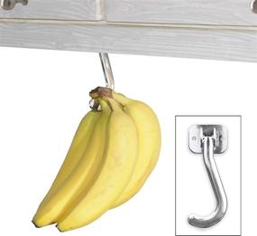 img 1 attached to 🍌 Space-Saving Banana Hook Hanger: Minimize Bruises and Maximize Freshness with Under Cabinet Hook - Self-Adhesive + Pre-Drilled Screw Holes, Foldable Design (Plastic w/ Chrome Finish)