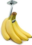 🍌 space-saving banana hook hanger: minimize bruises and maximize freshness with under cabinet hook - self-adhesive + pre-drilled screw holes, foldable design (plastic w/ chrome finish) logo