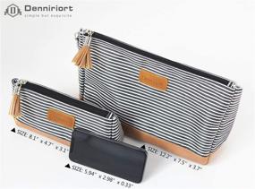 img 2 attached to 💼 Premium Travel Makeup Bag Set: Large Cosmetics Organizer with Small Purse Pouch - Black and White Stripe