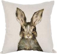 🐇 vibrant watercolor rabbits pillow: enhance your home decor with moslion's cotton linen cushion for couch, sofa, bedroom, livingroom, kitchen, car - 18 x 18 inch square pillowcase логотип