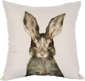 img 4 attached to 🐇 Vibrant Watercolor Rabbits Pillow: Enhance your Home Decor with Moslion's Cotton Linen Cushion for Couch, Sofa, Bedroom, Livingroom, Kitchen, Car - 18 x 18 inch Square Pillowcase