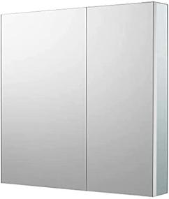 img 4 attached to Sunrosa Aluminum Bathroom Medicine Cabinet with Mirror Door - 30x27.5 Wall-mountable and Recessed-in Mirror Cabinet, 2 Doors Organizer