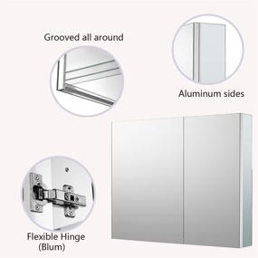 img 1 attached to Sunrosa Aluminum Bathroom Medicine Cabinet with Mirror Door - 30x27.5 Wall-mountable and Recessed-in Mirror Cabinet, 2 Doors Organizer