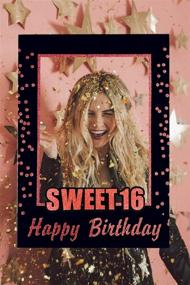 img 1 attached to 📸 LaVenty Rose Gold 16th Birthday Party Photo Booth Props & Frames: Capture Memories in Style!