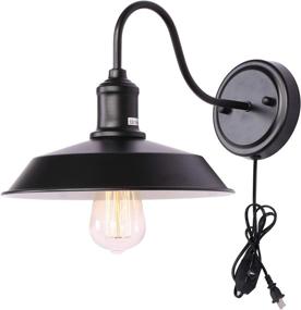 img 2 attached to Set of 2 Kingmi Wall Lamp Dimmable Wall Sconce Black Industrial Vintage Lighting: Gooseneck Wall Light Fixture with Plug in Cord and On Off Toggle Switch for Bedroom Nightstand