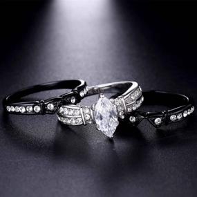 img 3 attached to Stainless Steel Marquise Cubic Zirconia Black Wedding Engagement Ring Set - Perfect Gifts for Women by MABELLA