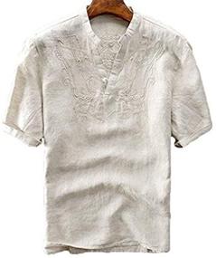 img 1 attached to 👔 Utcoco Men's Clothing: Button V Neck Embroidery X Large Shirts