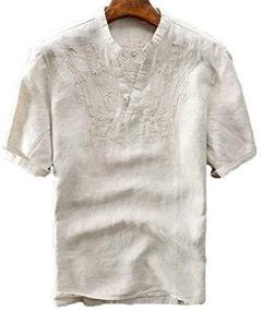 img 2 attached to 👔 Utcoco Men's Clothing: Button V Neck Embroidery X Large Shirts