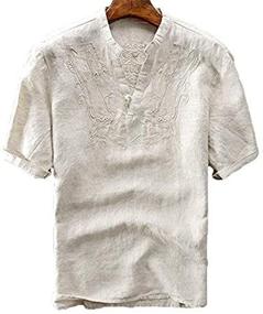 img 3 attached to 👔 Utcoco Men's Clothing: Button V Neck Embroidery X Large Shirts