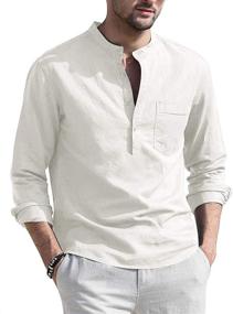 img 4 attached to 👕 Stylish COOFANDY Cotton Henley: The Ultimate Men's Casual Sleeve Clothing