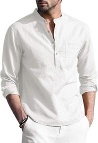 img 3 attached to 👕 Stylish COOFANDY Cotton Henley: The Ultimate Men's Casual Sleeve Clothing