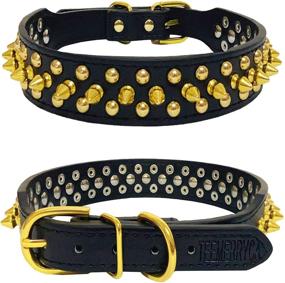 img 3 attached to 🔒 TEEMERRYCA Leather Dog Collar: Gold Spiked for Small, Medium, and Large Pets - Protect Your Pit Bulls/Bulldogs from Aggressive Encounters