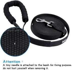 img 2 attached to Pettom Dog Obedience Recall Training Agility Lead with Soft Padded Handle – Heavy Duty Tracking Line for Play, Camping, Beach, Backyard – (Medium 20Ft Foam Handle, Black)