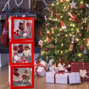 img 1 attached to 🎄 Aneco 3 Pack Christmas Storage Boxes: Transparent Joy, Large Size & Festive Red Décor - Perfect for Parties, Weddings, Home Fireplace & Holiday Decorations