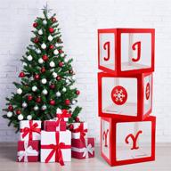 🎄 aneco 3 pack christmas storage boxes: transparent joy, large size & festive red décor - perfect for parties, weddings, home fireplace & holiday decorations logo