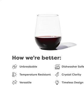 img 3 attached to 🍷 ToSSWARE Reserve 16oz Stemless Wine Glasses - Set of 4, Premium Quality, Dishwasher Safe & Heat Resistant Unbreakable Plastic Drinking Glasses, 4 Count (Pack of 1)