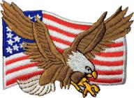 🦅 bald eagle patch with american flag embroidery - iron/sew on by ranger return (1 piece) logo