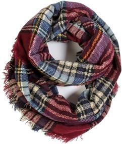 img 4 attached to 🧣 Trendy Tartan Winter Infinity Scarf for Men: Grey Plaid Scarfands Winter Accessory