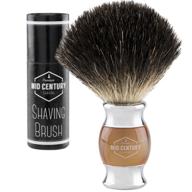 🪥 premium black badger hair shaving brush - metal and faux horn (acrylic) - mid century design for the ultimate wet shave (brown) logo