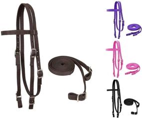 img 4 attached to Tahoe Tack Plain Double Layer Nylon 🐴 Headstall with Reins - In Various Colors & Sizes