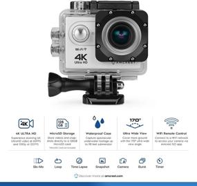 img 3 attached to 📷 Amcrest GO 4K Action Camera 60fps, Elite 16MP@60fps Underwater Waterproof Camera with 170° Wide Angle, WiFi Sports Cam, Remote Control, Battery, and Mounting Accessories Kit, AC4K-600