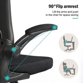 img 2 attached to HARBLAND Ergonomic High Back Mesh Office Chair with Flip-up Arms & Adjustable Lumbar Support Headrest - Ideal for Home Office Spaces