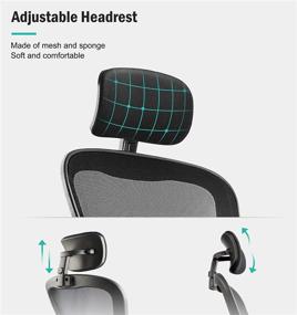 img 1 attached to HARBLAND Ergonomic High Back Mesh Office Chair with Flip-up Arms & Adjustable Lumbar Support Headrest - Ideal for Home Office Spaces